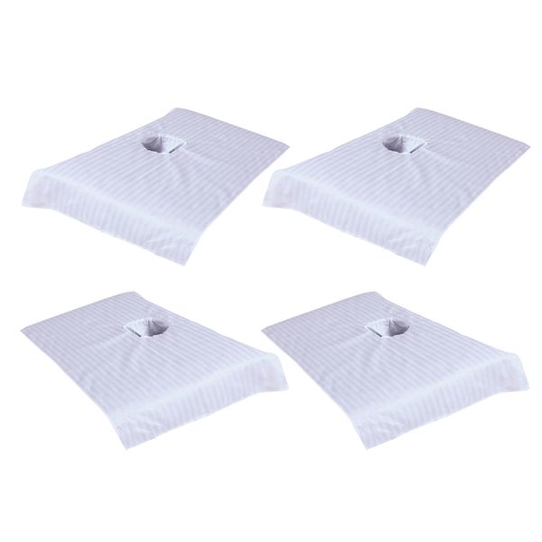 

4 pieces white cotton massage table face hole towel beauty bed space cover