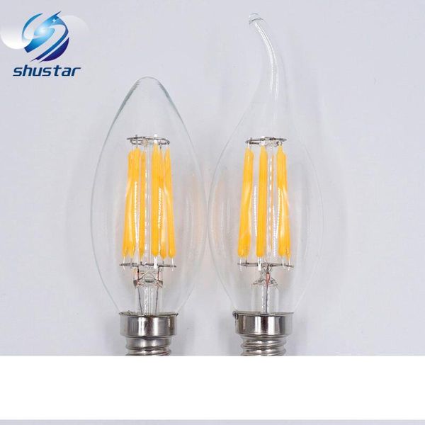 

E12 E14 B22 E27 Filament LED candle light bulb 2W 4W 6W dimmable bulbs Replacing 60W Filament Bulbs LED SAA UL AC85-265V