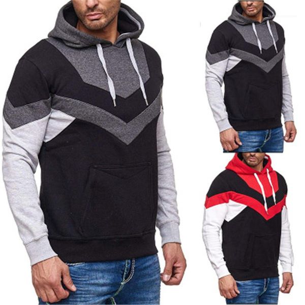 

loose causal sweatshirts man patchwork hooded sweater fashion trend long sleeve drawstring pullover hoodies designer male new, Black