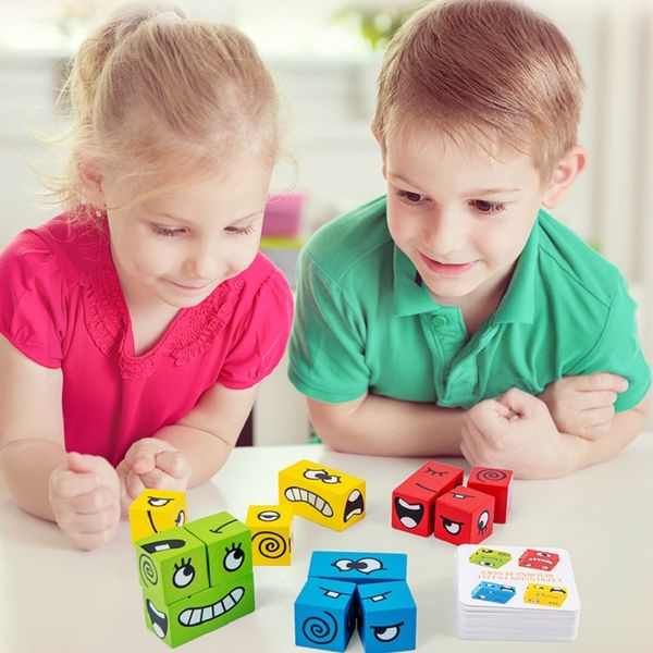 

diy face-changing rubik's cube building block wooden 3d building block children early education toy kid gift