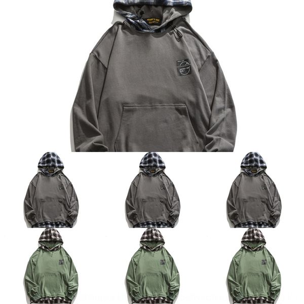 

clothing road ancient coat clothingsweater clothingautumn new fashion color matching plaid hat all-match sweater boysloose casual coat txpec, Black