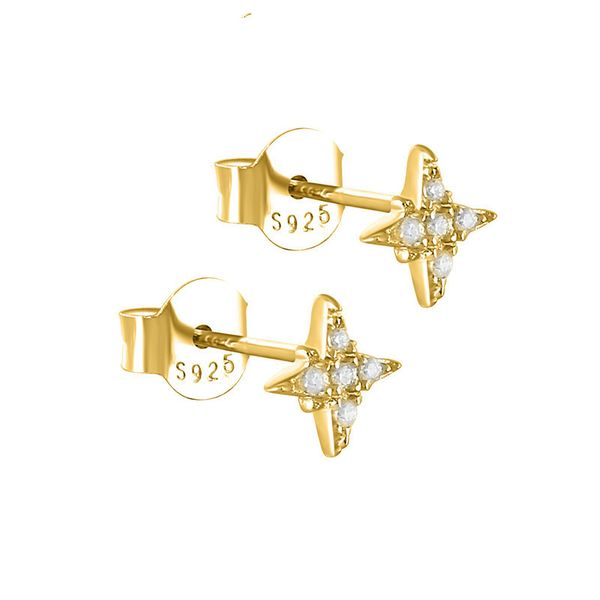 

aprilgrass brand designer 100% 925 sterling silver small star stud earrings for women fashion designer women simple earrings, Golden;silver
