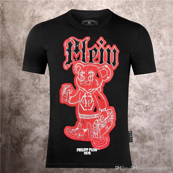 

philip plain brand mens designer t shirts firmata uomo fashion luxury designer t shirt summer homme mens skull tshirt tee 536, White