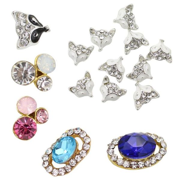 

10pcs 3d rhinestone diy decorations nail art tips stickers, Silver;gold