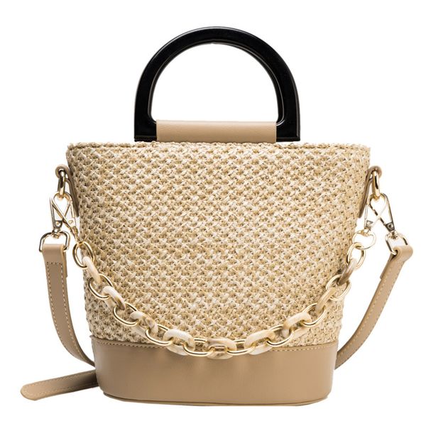 

woven bag women's 2020 new style straw bag elegant simple shoulder/crossbody fashion portable straw bucket