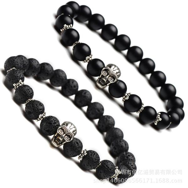 

charm bracelets skull real volcano lava stone natural bangle, Golden;silver