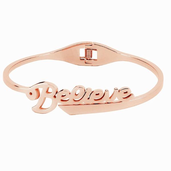 

fashion 316 stainless steel rose gold bangle bracelets believe spring bangle bracelets nickel jewelry for women gift, Black