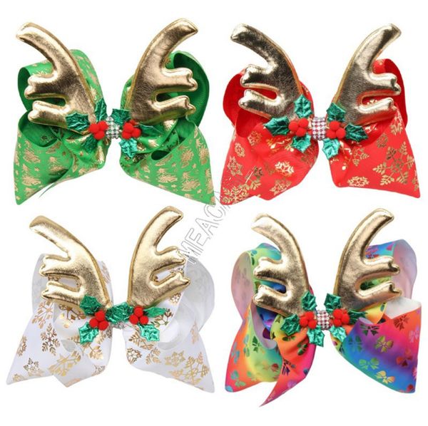 

6,7-дюймового jojo сива волосы смычки рождество элк хорн рог с клипами алмазного лука шпильки девушка машинка для стрижки волос детей волос, Slivery;white