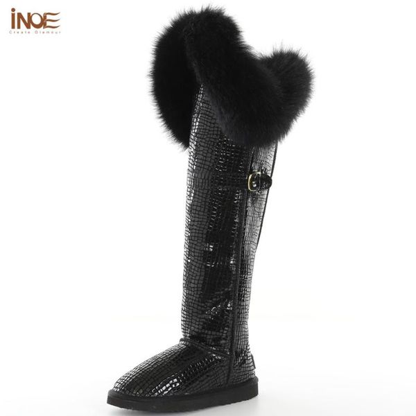 

new fashion thigh real cow split leather real fur over the knee long winter snow boots for women winter shoes black