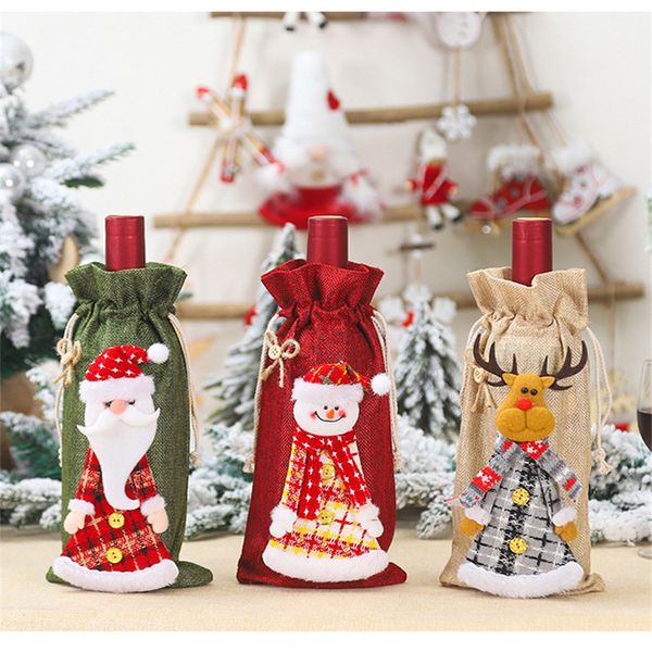 

2020 new christmas wine cover bags cute snowman santa claus elk wine bottle bag new year dinner decoration xmas supplies