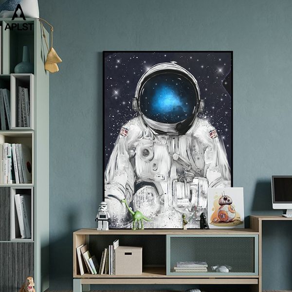 

астронавт space питомник wall art холст картина планетам солнечной системы печать изображений девочкам мальчикам детская комната постеры дек