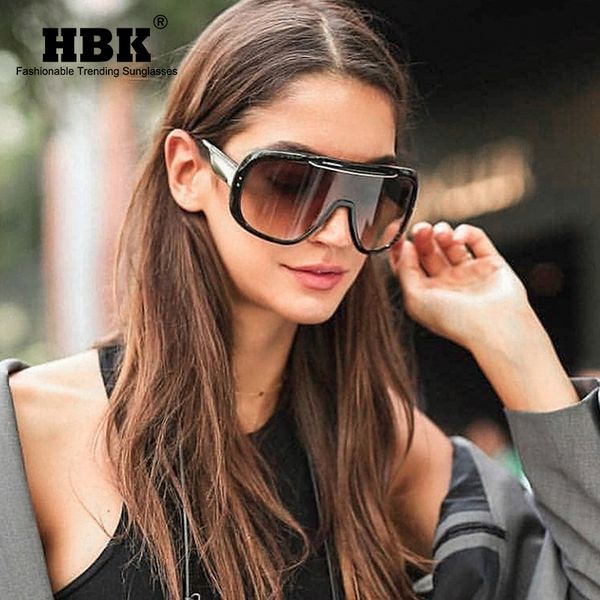 

hbk oversize square sunglasses motor windproof shield pilot sun glasses gradient eyewear for outdoor uv400, White;black