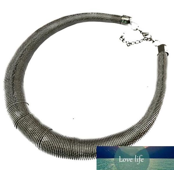 

european style gun black silver gold plated alloy spring hoop choker necklaces, Golden;silver