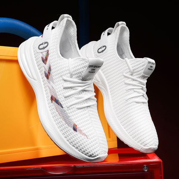 

new men's casual shoes mesh shoes men's casual comfortable breathable sports light lace up light walking shoe, Black