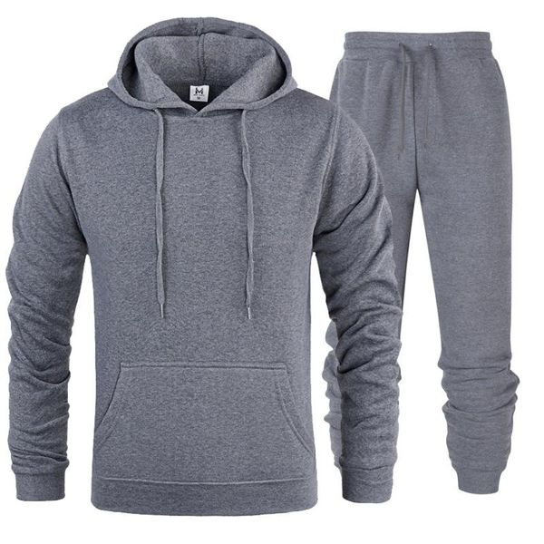 

2020 spring men's sports and leisure joggers sweat suits hoodies+pants suit sweatshirt sportswear set 2pc hoody suit, Gray