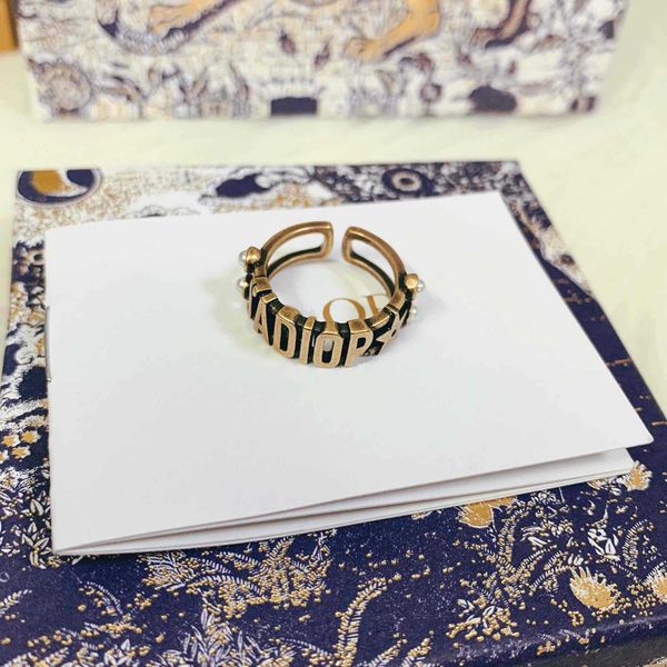 

d home/dijia ja letter open female ring fashionable brass material pearl index finger ring, Silver