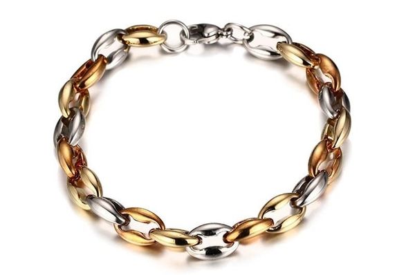 

Punk Men Necklace Bracelets Set Stainless Steel Gold Rose Gold Plated Combined Jewelry Sets For Menh
