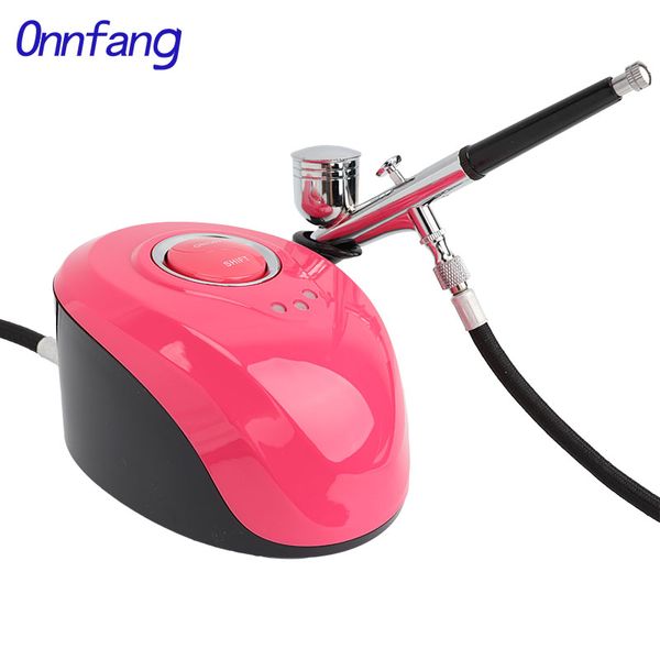 

onnfang mini dual action airbrush compressor kit air-brush paint spray gun sandblaster for art car model tattoo nail tools set