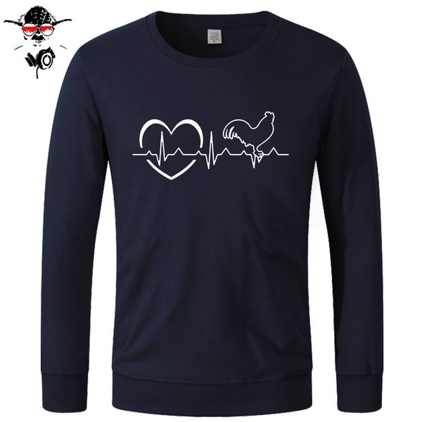 

fashion love chicken hoodies men long sleeve cotton heartbeat of hen camisetas hoodies, sweatshirts