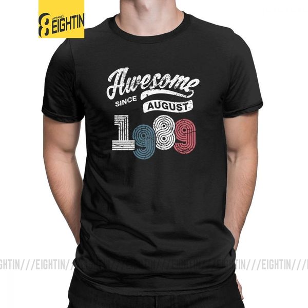 

потрясающие с августа 1989 рубашка vintage двадцать девятый день рождения t-shirt мужчины короткие рукава популярные тис хлопок одежда высок
