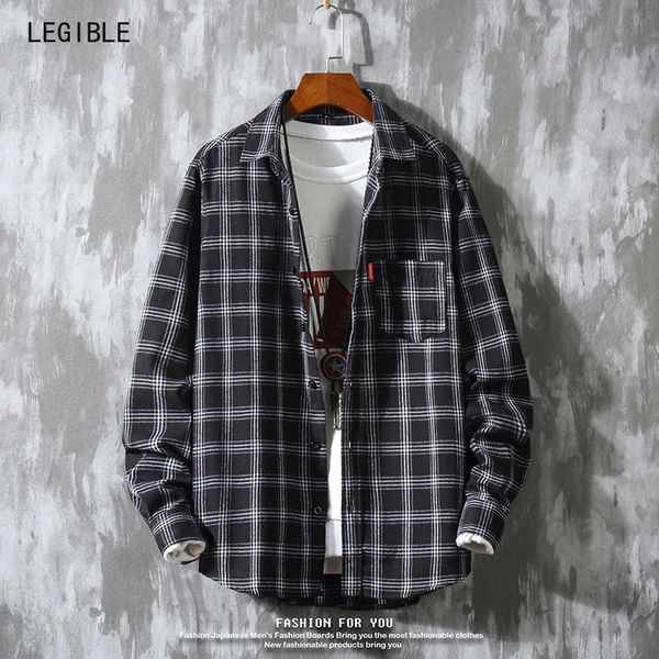 

legible 2020 plaid shirt men long sleeve shirt casual social slim male cotton mens dress shirts 4xl 5xl, White;black