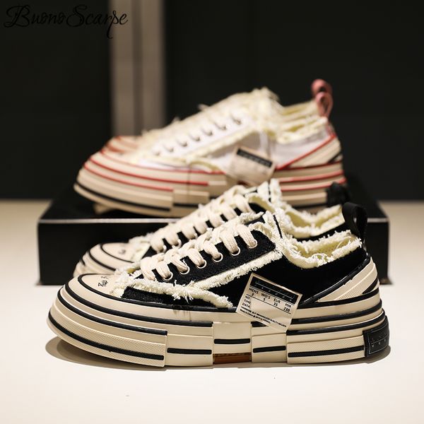 

women canvas vulcanize shoes platform mixed color tassels sneakers thick bottoms ladies sneakers big size 44eu shoe, Black