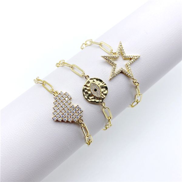 

5pcs/lot handmade micro paved cz charms adjustable chain bracelets, Black