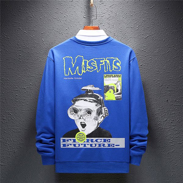 

2020 men's clothing spring and autumn fashion new men's sweater cotton long-sleeved o-neck black white blue printing letter avatar