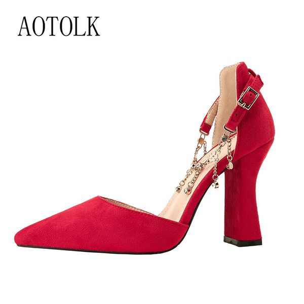 

women high heels thick heel women pumps shoes female flock pointed nightclub single shoes rhinestones party shoe fashion, Black