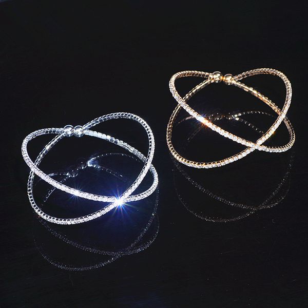 

elegant fashion wedding jewelry charm bangles opening adjustable women's geometric round crystal bangles & bracelets, Black