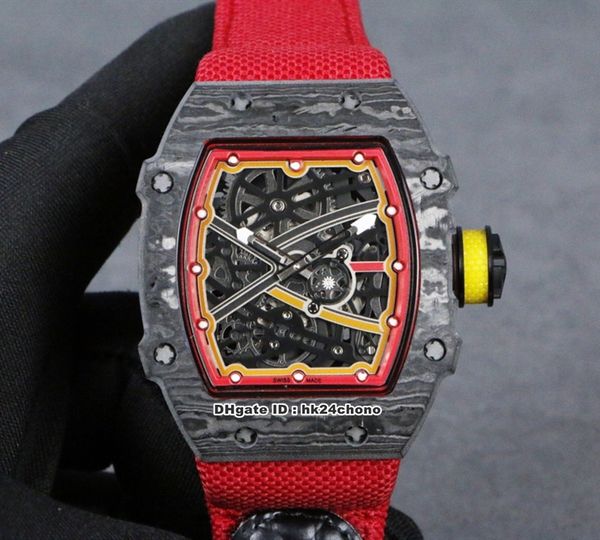 

6 style luxury rm67-02 alexander zverev ntpt carbon miyota automatic mens watch skeleton dial fabric strap gents watches, Slivery;brown