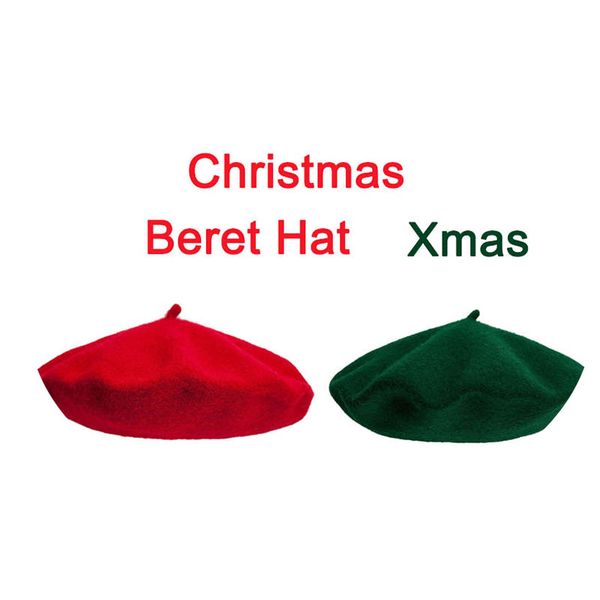 

berets classic christmas red green beret hats wool girls women hat xmas gift for family, Blue;gray