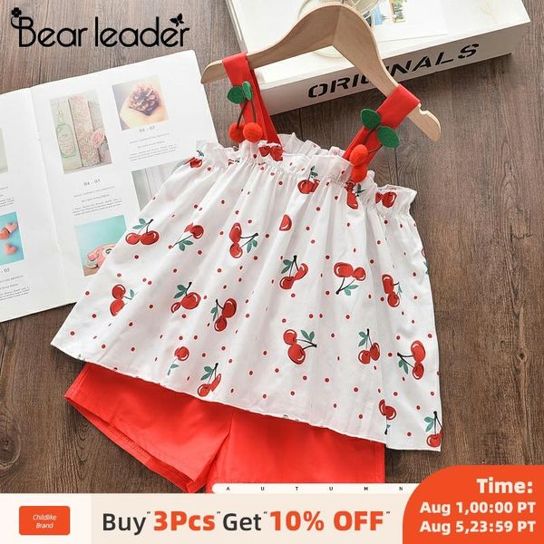 

bear leader girls clothing sets 2020 new summer girls sleeveless clothes cherry t-shirt and shorts outfits kids sweet suits 3 7y, White