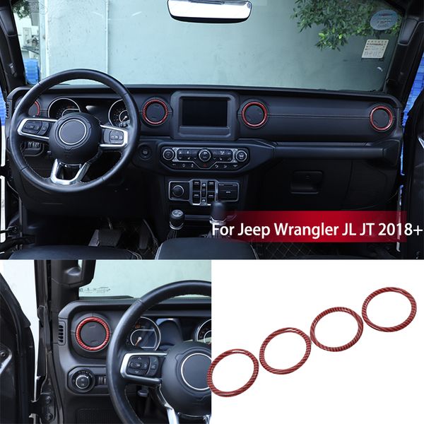 Red Fiber Fiber Avião Ar condicionado Vent Trim para Jeep Wrangler Jl JT 2018+ Fábrica Outlet Acessórios Internos