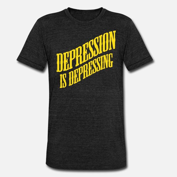 

depression is depressing parody joke tee t shirt men print short sleeve crew neck letter fitness basic summer natural shirt