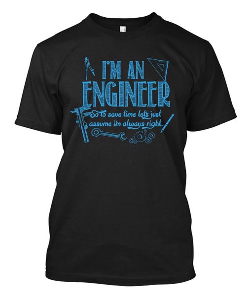 

2019 new mens t shirts i`m an engineer - custom men's black t-shirt tee 100% cotton brand new t-shirts