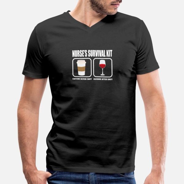 

nurses survival kit coffee and wine funny t shirt men customize short sleeve euro size s-3xl male famous building summer style shirt