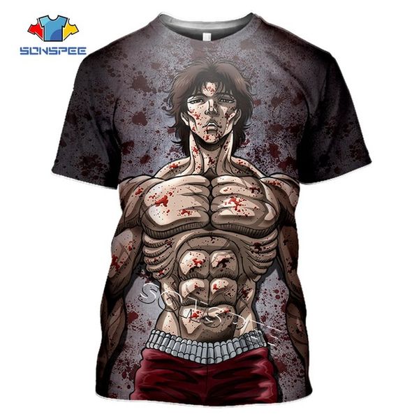 

summer comic grappler baki japan boxing men anime 3d print shirts humor horror horror men clothing