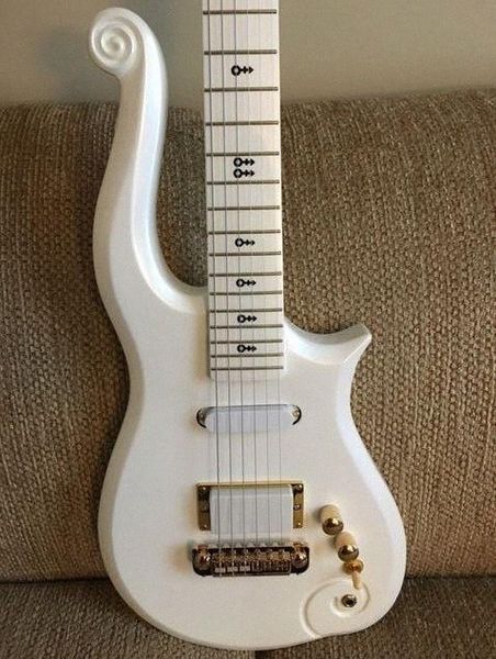 

special scroll horn rare diamond series prince cloud apline white electric guitar alder body, maple neck, black symbol inlay in stock yjwr#