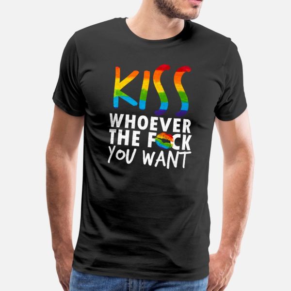 

lgbt kiss whoever t shirt men customized short sleeve s-xxxl standard cute funny casual summer letters shirt
