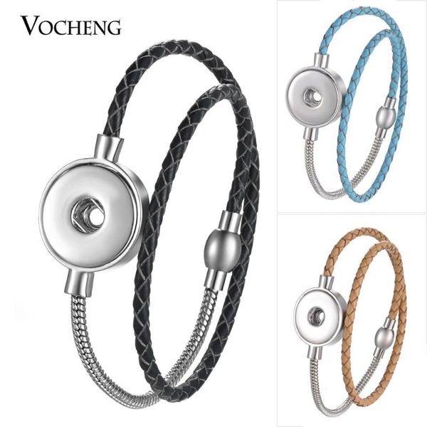 

10pcs/lot genuine leather bracelet vocheng ginger snap jewelry stainless steel magnet clasp for 18mm button charms nn-585*10, Golden;silver