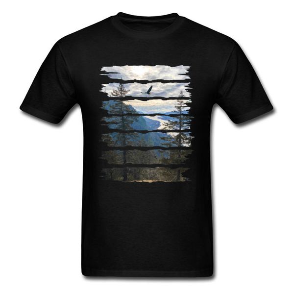 

simple style picture t shirt european big size landscape mountain peak birds fitness tshirts men fashion clothes father's day