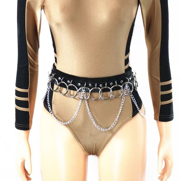 

belts for women original punk multi-ring waist chain fire trend accessories belt wild belt chain, Black;brown