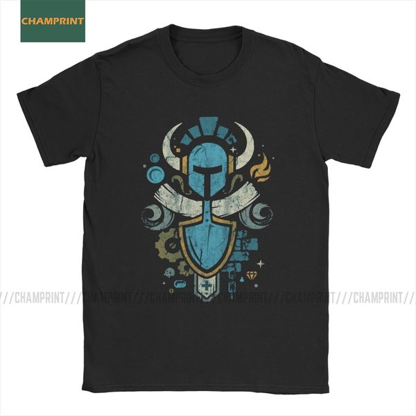 

men's shovel knight shovelry emblem crest t shirt game yacht club plague indie shield cotton short sleeve tees big size t-shirts