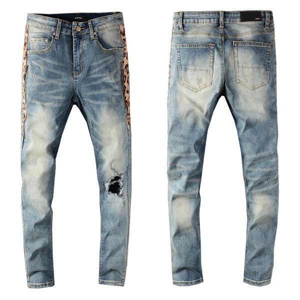 

fashion hip hop mens jeans 2020 distressed motorcycle biker jeans rock skinny slim ripped hole stripe fashionable, Blue