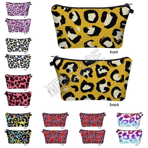 

women fashion bags color leopard printed cosmetic bag designer printing clutch bag handbag ladies storage toiletry bag 11 colors sale d81209, Black