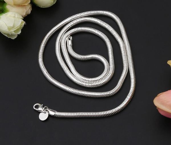 

925 silver plated snake chain necklaces bracelet for woman size 4mm 18 20 22 24 26 28 30 inch bracelet 4mm 21cm