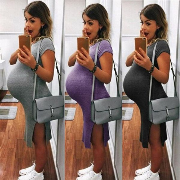 

женская боковые щелевые одежда для беременных bodycon платье мама с коротким рукавом повседневная wrap vestidos женская одежда плюс размер r, White