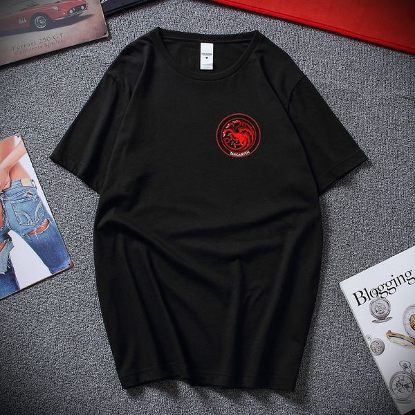 

new song of ice and fire embroidered short-sleeved t-shirt cotton short-sleeved hip-hop harajuku t-shirt for men and women