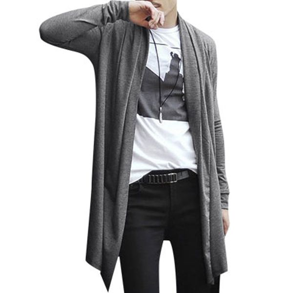 

2020 new mens hoodies and sweatshirts sudaderas hombre hoodie long cardigan shawl collar front opening side, Black